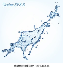 Blue water splash, vector illustration EPS 8.