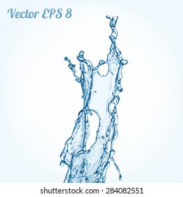 Blue water splash, vector illustration EPS 8.