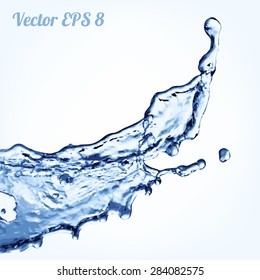 Blue water splash, vector illustration EPS 8.