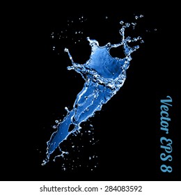 salpicadura de agua azul, ilustración vectorial EPS 8.