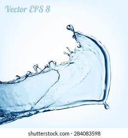 salpicadura de agua azul, ilustración vectorial EPS 8.