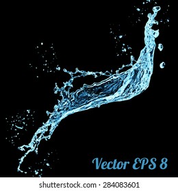 Blue Water Splash, Vector Illustration EPS 8.