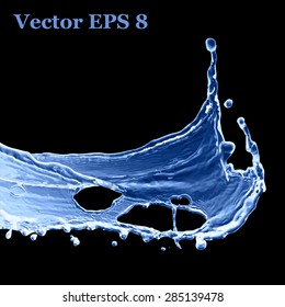 Blue water splash, vector illustration EPS 8.