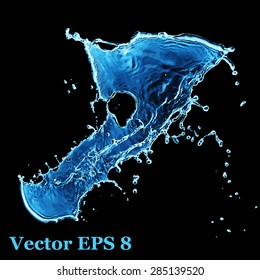 Blue water splash, vector illustration EPS 8.