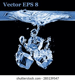 Blue water splash, vector illustration EPS 8.