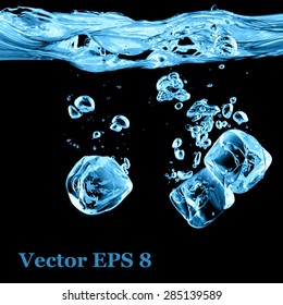 Blue water splash, vector illustration EPS 8.