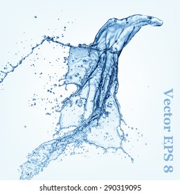 Blue Water Splash, Vector Illustration EPS 8.