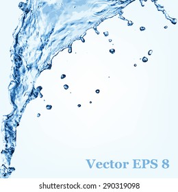 Blue water splash, vector illustration EPS 8.