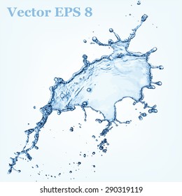 Blue water splash, vector illustration EPS 8.