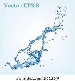 Blauer Wassersplash, Vektorgrafik EPS 8.
