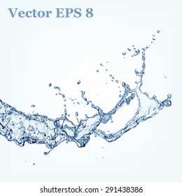 Blue water splash, vector illustration EPS 8.