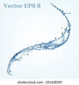 Blue Water Splash, Vector Illustration EPS 8.