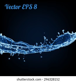 Blue water splash, vector illustration EPS 8.