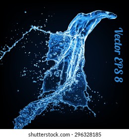 Blue water splash, vector illustration EPS 8.