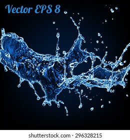 Blauer Wassersplash, Vektorgrafik EPS 8.