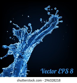 Blue water splash, vector illustration EPS 8.