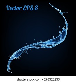 Blue water splash, vector illustration EPS 8.