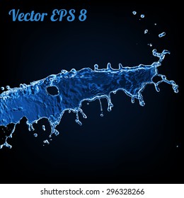 Blue water splash, vector illustration EPS 8.