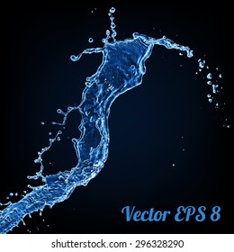 Blue water splash, vector illustration EPS 8.