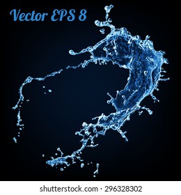Blue water splash, vector illustration EPS 8.
