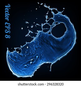 Blue water splash, vector illustration EPS 8.