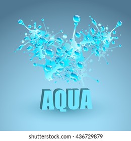 Blue water splash, vector illustration.