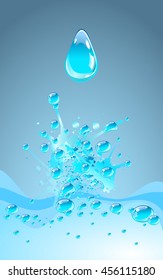Blue water splash, vector illustration EPS 8.