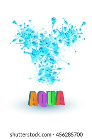 Blue water splash, vector illustration.