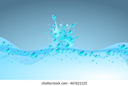 Blue water splash, vector illustration.