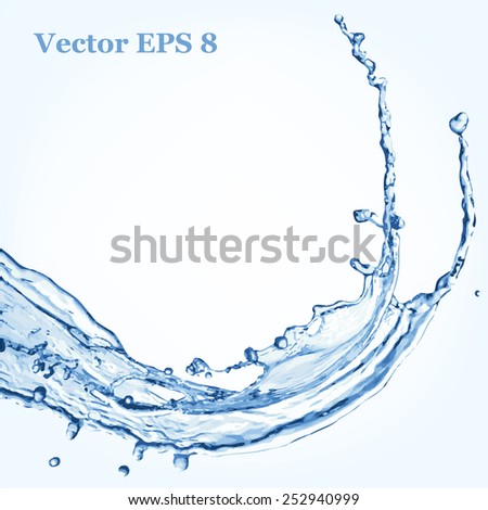 Blue water splash, vector illustration EPS 8.