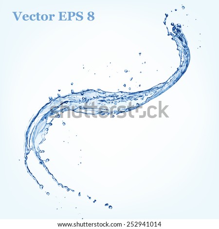 Blue water splash, vector illustration EPS 8.