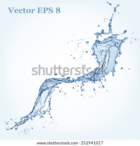 Blue water splash, vector illustration EPS 8.