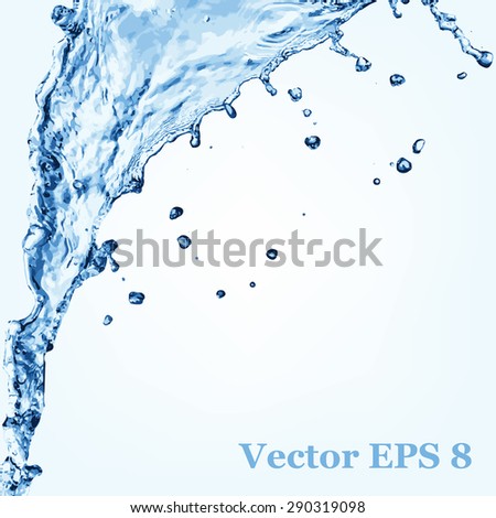 Blue water splash, vector illustration EPS 8.