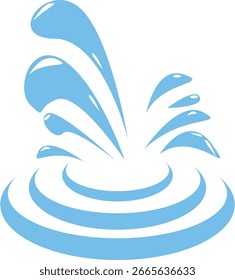 Blue water splash vector image with a simple design and white background. Suitable for icons, hygiene symbols, water themes, or decorative elements in graphic designs and logos.