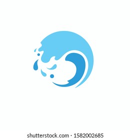 BLUE WATER SPLASH WAVE LOGO DESIGN TEMPLATE VECTOR
