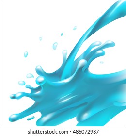 blue water splashing drops, isolated vector