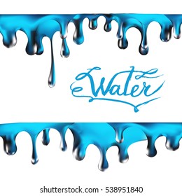 blue water splashing drops, isolated vector
