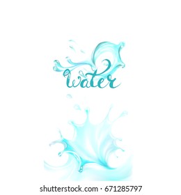 blue water splashing drops; isolated vector