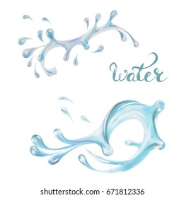 blue water splashing drops; isolated vector