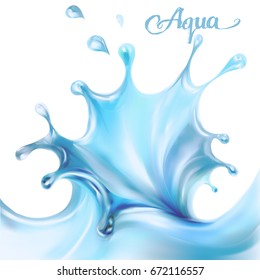 blue water splashing drops; isolated vector