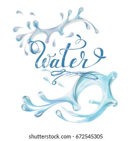 blue water splashing drops; isolated vector