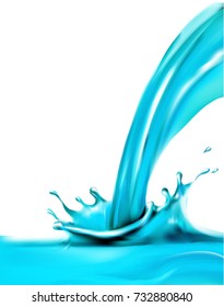 blue water splashing drops; isolated vector