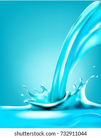 blue water splashing drops; isolated vector