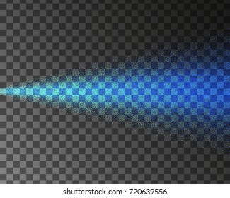 Blue water spray mist of atomizer, neon effect. Vector cosmetic effect illustration
