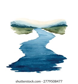 Blue water stream flowing liquid motion