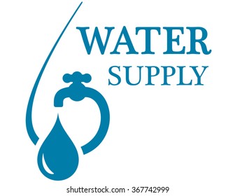 blue water supply concept icon with faucet silhouette