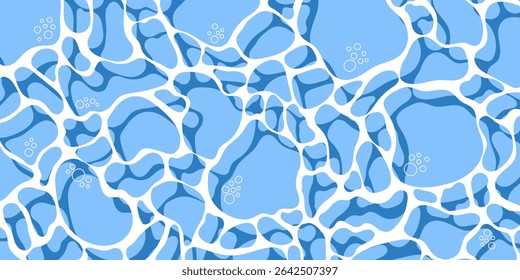 Blue water surface background. Summer sea waves abstract design with sun light reflection effect