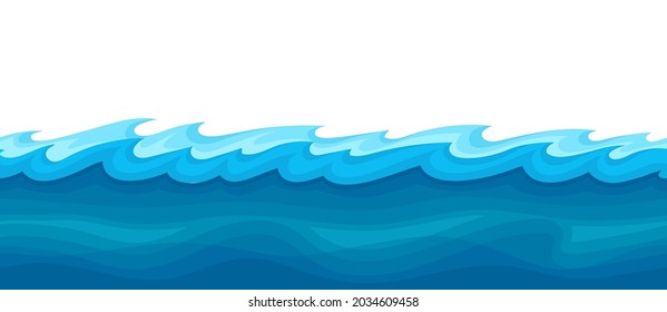 Superficie de agua azul con iluminación vectorial de ondas curvadas