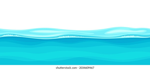 Blue Water Surface with Curved Waves Vector Illustration