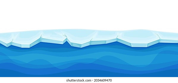 Blue Water Surface with Ice and Frozen Solid Layer Vector Illustration